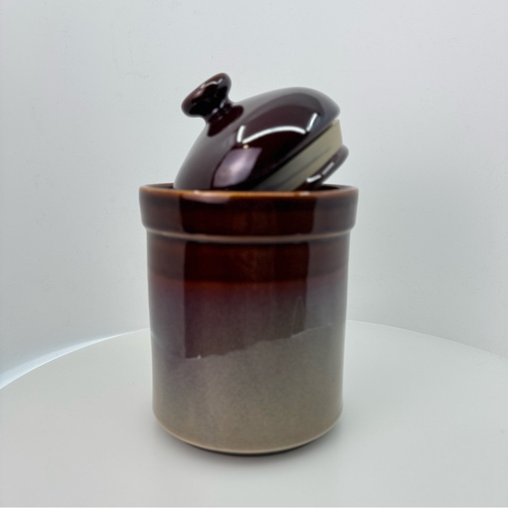 Vtg Sango Nova Brown Canister w/ Lid Stoneware Discontinued Kitchen Storage y2k